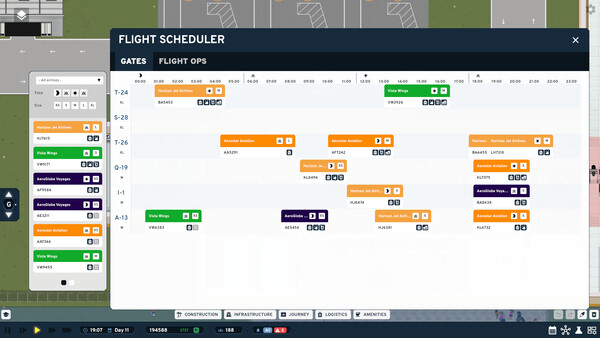 Manage Flights, Airlines and Staffing gameplay